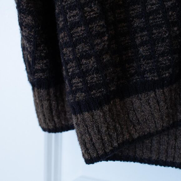 Classic VTG Landro Sweater Italy Brown Black Geometric Knit XL Prep Soft Autumn - Picture 4 of 6